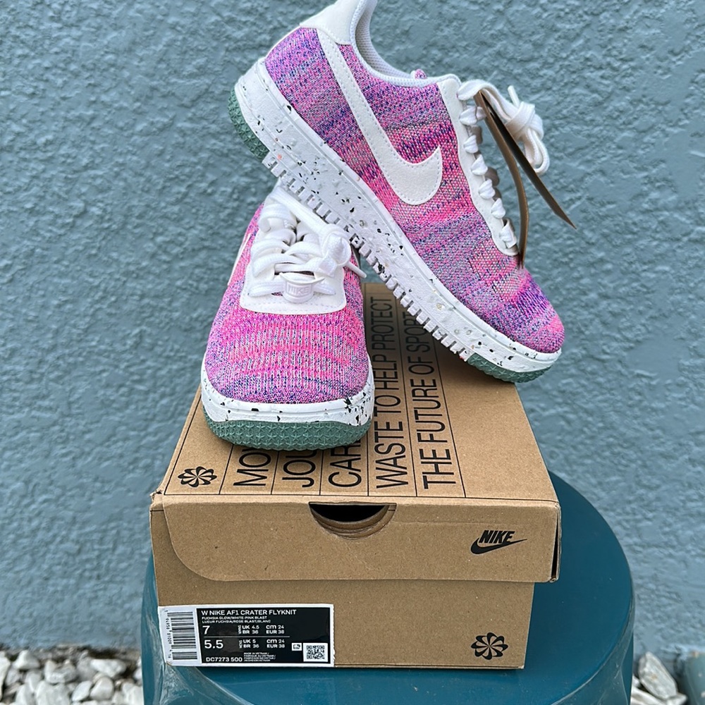 Nike Women's Air Force 1 Crater Flyknit Fuchsia Glow/Wht-Pink Blast (DC7273 500)